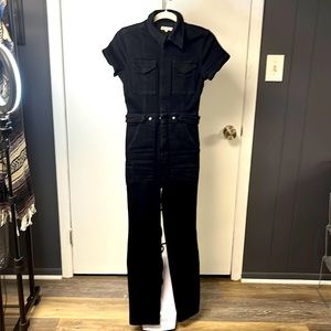 Good American stretch denim one piece jumpsuit, Size 0 ( runs large )